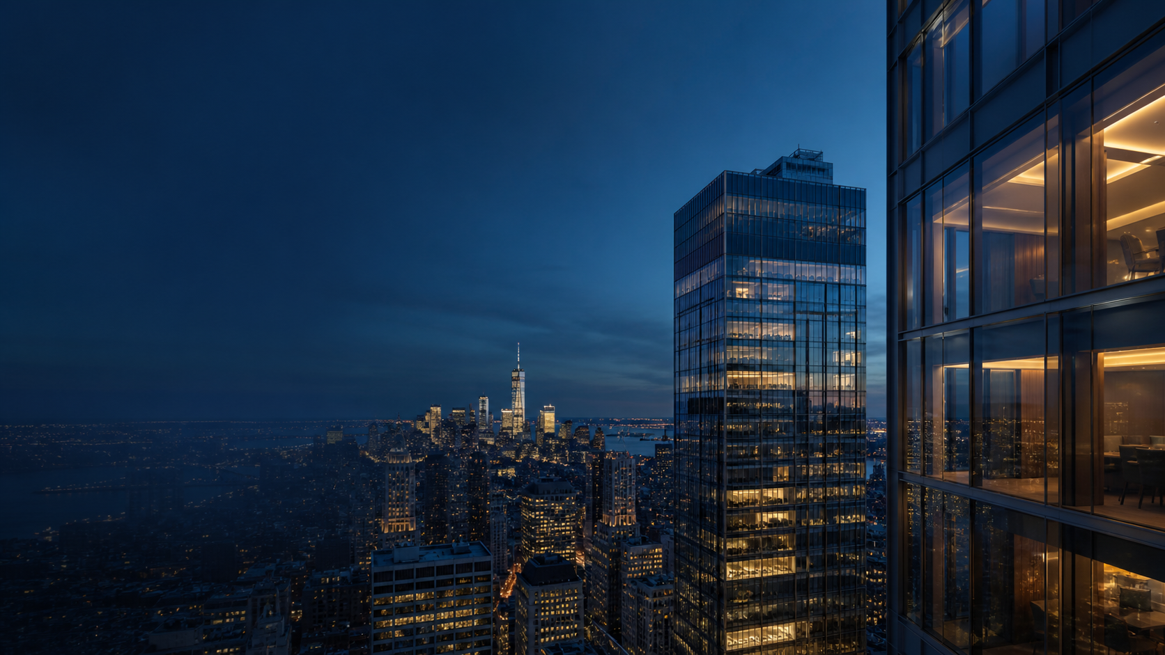 New York financial district at blue hour